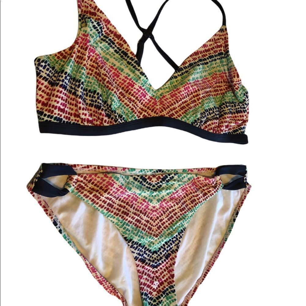Athleta Moxie Cross Back Bikini 36D/DD top & M bottom